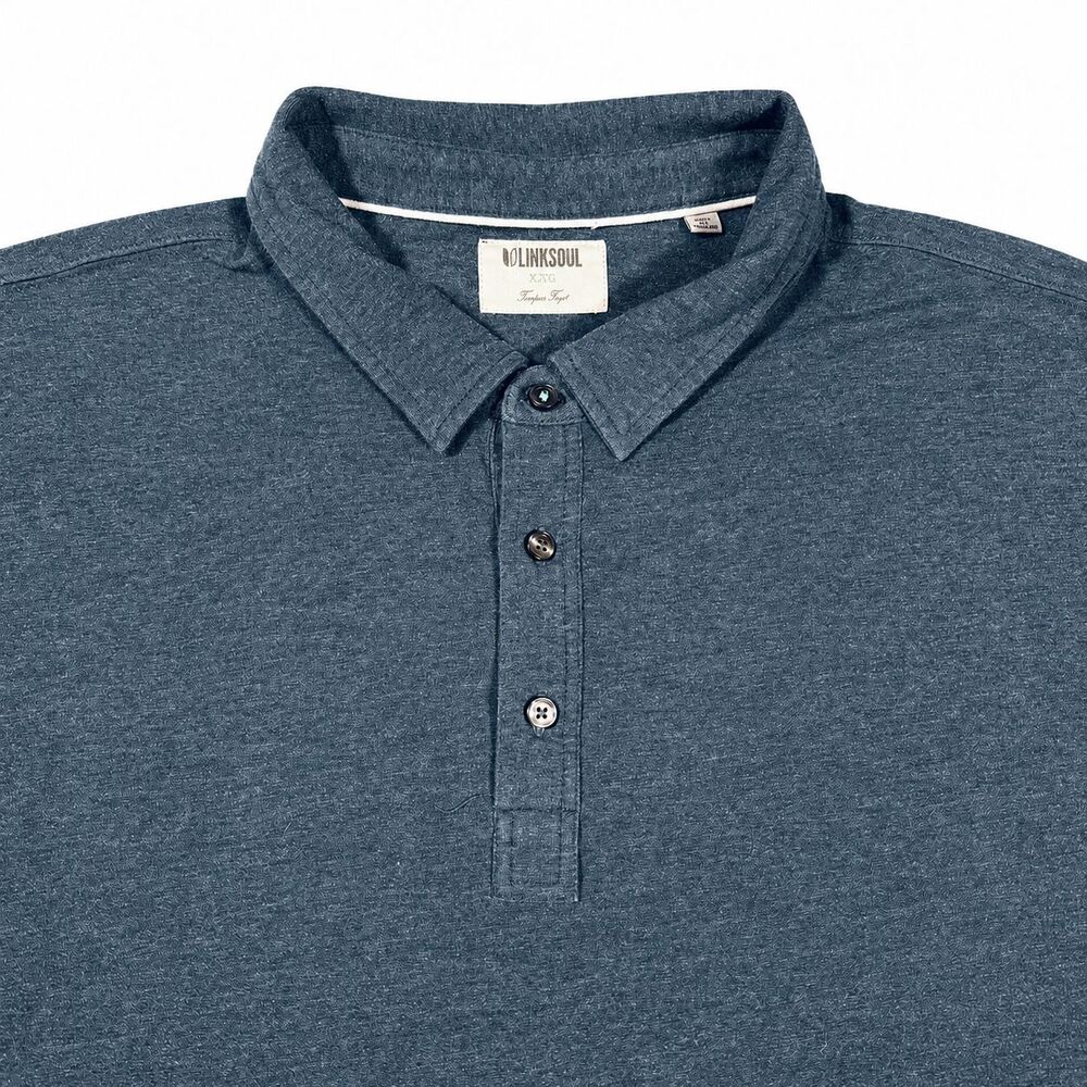 Lot 2 Linksoul Mens XXL Polo Shirts Dark Teal Heather Tempus Fugit Golf Organic - Picture 2 of 9